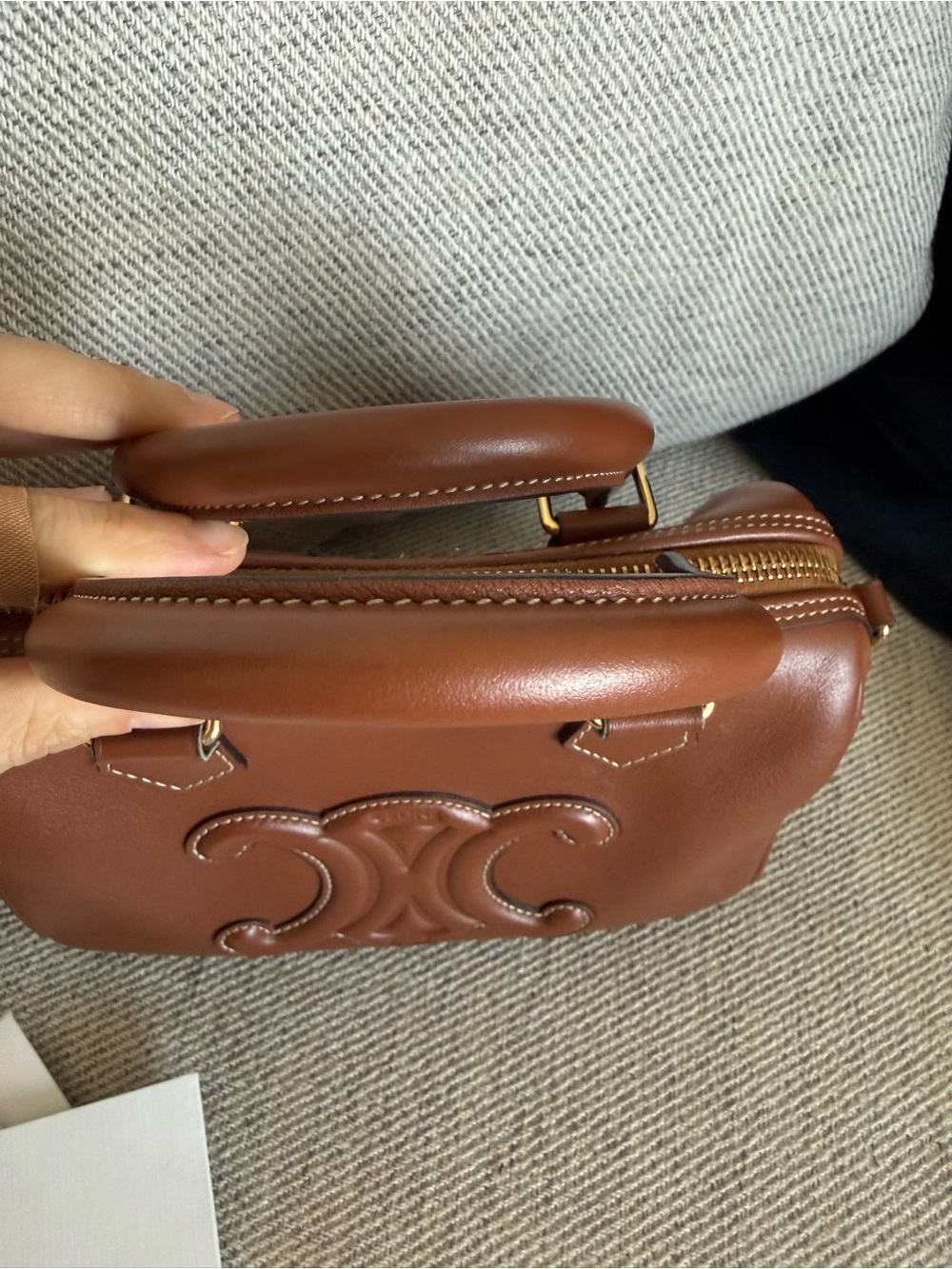 Celine Brown Calfskin Small Boston Triumphe Bag - Picture 4 of 16